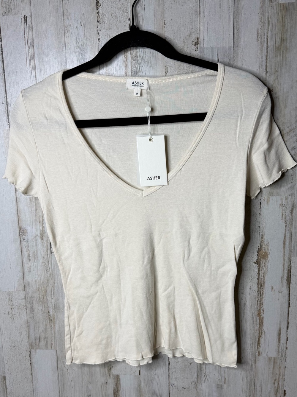 Asher Women's Bone V-Neck Short Sleeve Tee
